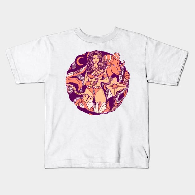 Peach Aries Beauty Kids T-Shirt by kenallouis